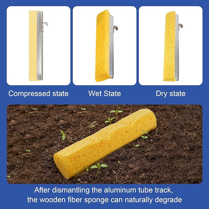 LILAC Cellulose Sponge Mop with 2 Replacement Heads, 4-Color Handle Choices for Zoned Cleaning, Super Absorbent Pop Up Roller Mop for Hardwood,Laminate Floors, Heavy Duty Floor Scrubber (Blue)