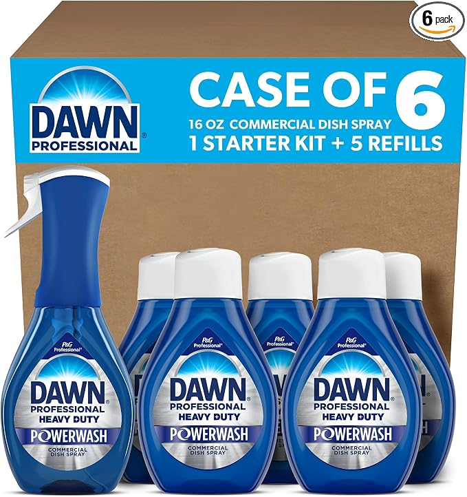 Dawn PRO Heavy Duty Powerwash, Bulk Foaming Dish Spray Refills for Cleaning Burnt-On Grease in Commercial Kitchens, 16 fl oz (Case of 6)