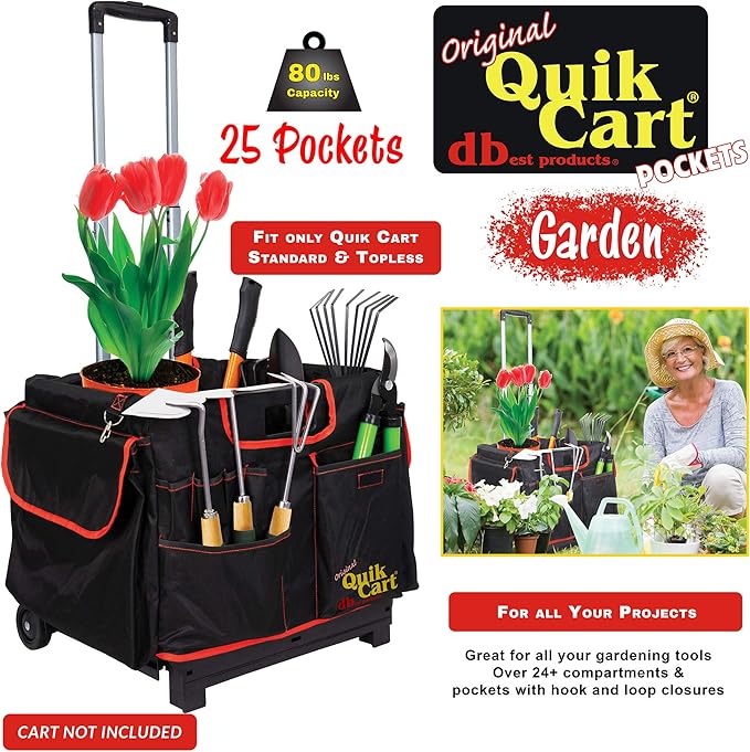 dbest Quik Cart Pockets, Black, Unisex, 20-Pocket Caddy for Easy Organization and Storage