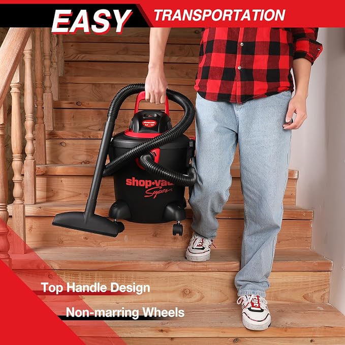Shop-Vac 2035089 Wet/Dry Vacuum Cleaner, 5 Gallon, 3.0 Peak HP, 1.25 Inch Diameter x 7 Foot Hose, 7 Foot Cord, Ideal for Jobsite, Garage & Workshop