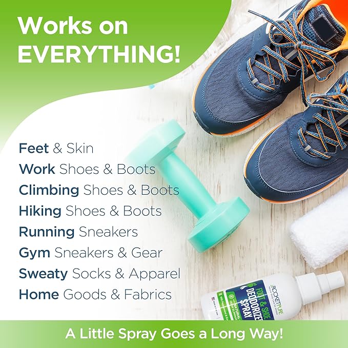 Rocket Pure Natural Foot and Shoe Deodorizer Spray, Deodorant and Odor Eliminator for Smelly Feet, Smell Remover, Formulated with Essential Oils, Made in the USA, Mint, 4 fl oz (Pack of 1)