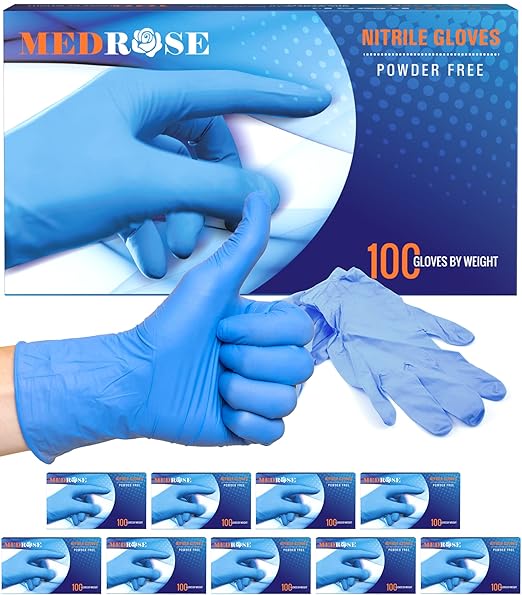 DiRose MedRose Disposable Nitrile Gloves - Powder Free Non-Latex Gloves for Medical Exam, Cleaning, and General Use - Small (1000ct)