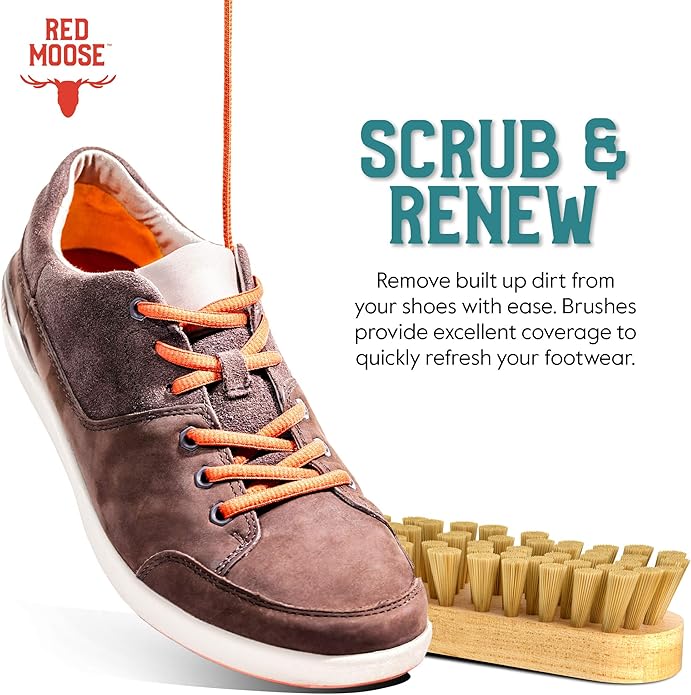 RED MOOSE Shoe & Sneaker Cleaner Kit – Leather, Suede, Nubuck, Canvas & White Shoes with Brush, Foam & Cloth, Made in USA