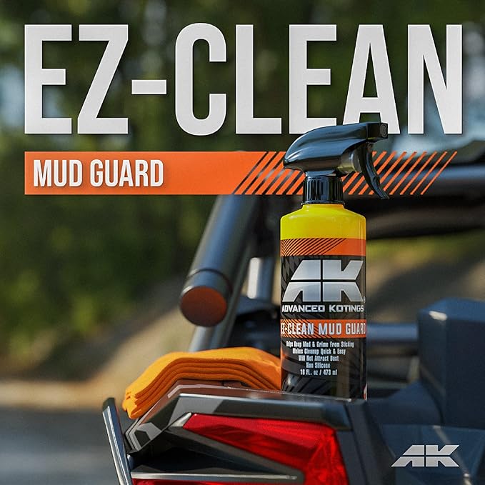EZ-Clean Mud Guard | Makes Cleanup Easy | ATV, Vehicle, Equipment, UTV, Dirt Bikes Surfaces | 16 fl oz. Spray (4 Pack)