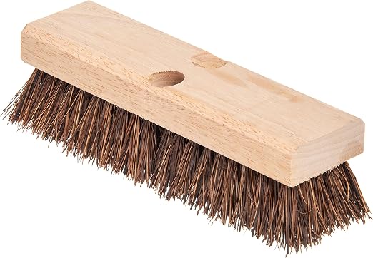 SPARTA Flo-Pac Palmyra Floor Scrubber, Deck Cleaning Brush, Outdoor Broom with Palmyra Bristles for Outdoor Surfaces, 10 Inches, Tan, (Pack of 12)