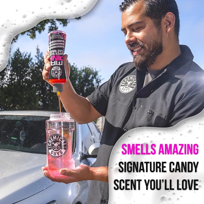 Chemical Guys Mr. Pink Super Suds Car Wash Soap Plus Chenille Premium Microfiber Wash Mitt Bundle Kit, High Foaming Pink Shampoo And Scratch Free Wash Mitt For Cars Trucks SUVs Daily Drivers, 64 Fl Oz