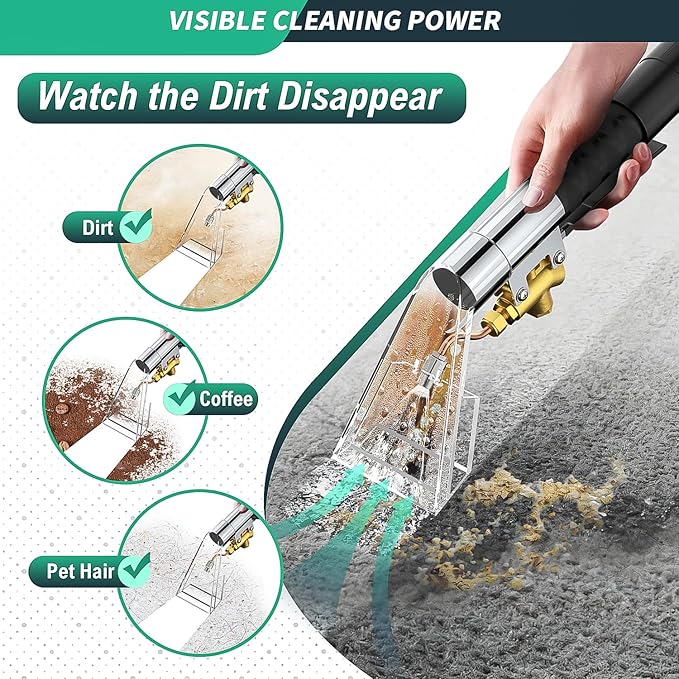 Shop Vac Extractor Kit,Spray Aspirating Of Wet Vacuum Hose Extractor Kit,with 50FT Waterline Convert the Universal Shop Vacuum,Into A Professional Auto Carpet Cleaner Machine,for Household,Car,Textile