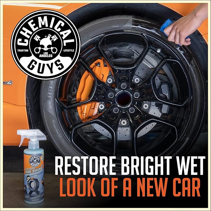 Chemical Guys TVD113 Tire Kicker Sprayable Extra Glossy Tire Shine (For Rubber, Vinyl & Plastic) Safe for Cars, Trucks, Motorcycles, RVs & More, 128 fl oz + ACC151 Heavy Duty Spray Bottle, 16 oz.