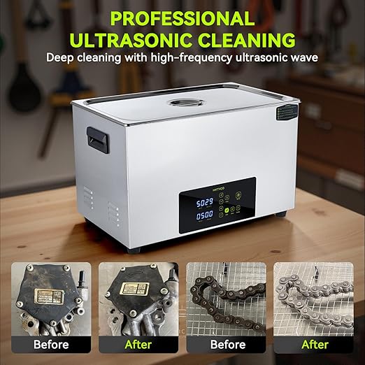 Ultrasonic Cleaner, One-Touch Cleaning,Heating, Deep Mode, ECO Energy-Saving Ultrasonic Cleaning Machine Excellent for Labs,Carburetor,Jewelry,Dentures,Automotive & Industrial Parts. (30L)