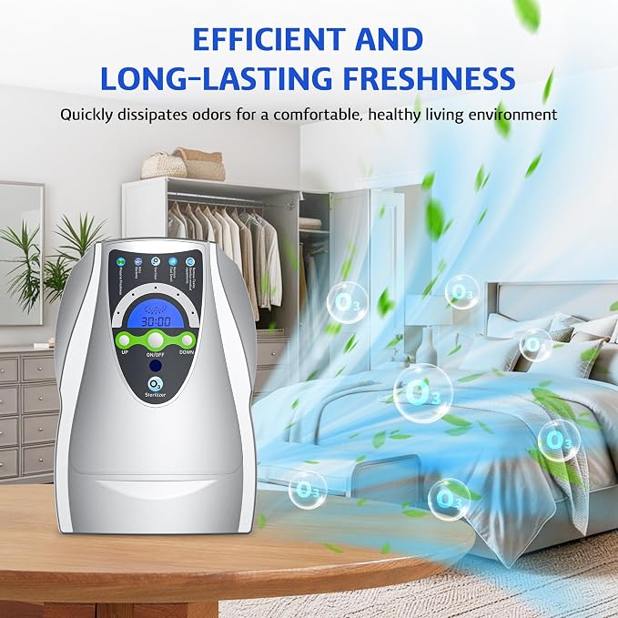 VTAR Ozone Machine, 500mg/h Multipurpose Ozone Machine Purify Air, Water, Fruits, Vegetables, Toothbrushes, Aquarium Cleaner Device in Water - Silver
