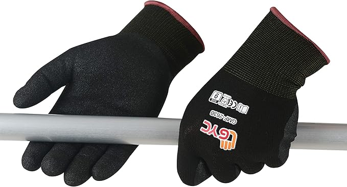 GYC Gloves, DIY, Gardening, Oil & Dry Grip Nitrile Micro Finish Safety Work Gloves - 10 Pairs Pack - Comfortable Grip, Anti-Slip (GMF-263B / SIZE 11 - XX-Large)