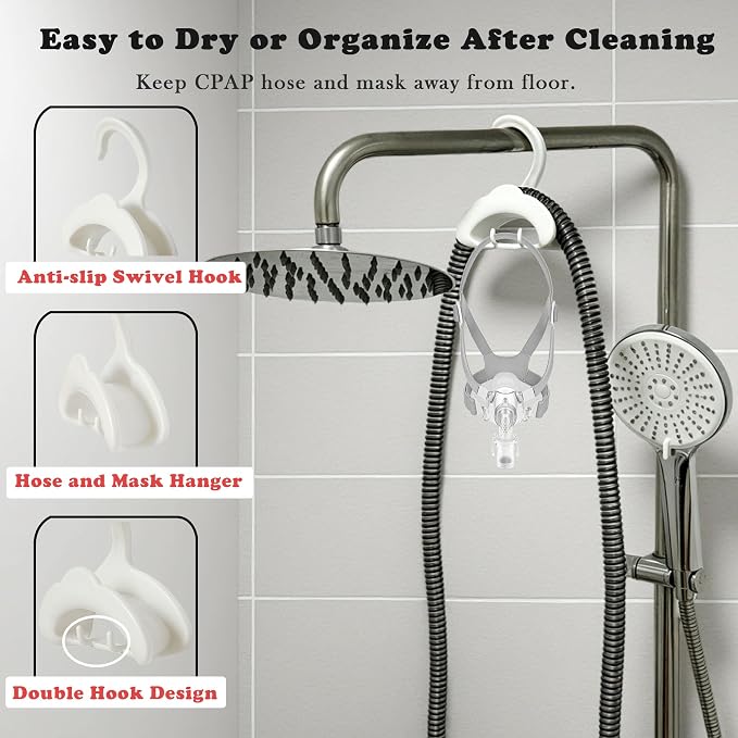 CPAP Cleaning Kit with Hose Dryer for Universal 22mm Tubing, Cpap Cleaner Supplies Includes Collapsible Wash Basin, Hose & Mask Brush, CPAP Holder & Hose End Caps | Make Cpap Cleaning Easier