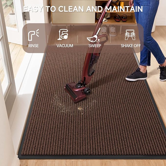 100pointONE Front Door Mat, Heavy Duty Indoor Outdoor Doormat, 120" x 36" Low Profile Outdoor Mats for Home Entrance, Stain and Fade Resistant Welcome Mat Ideal for High Traffic Area, Brown