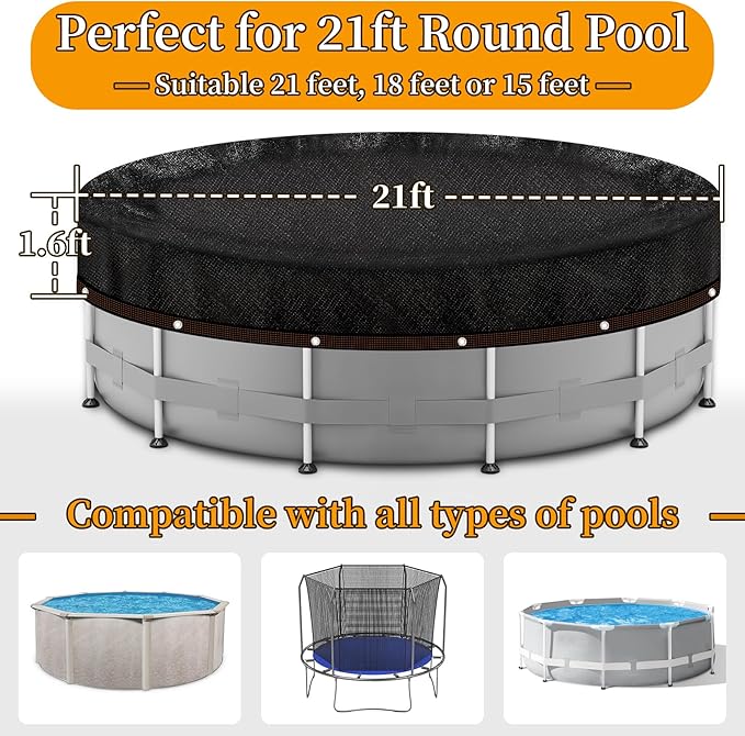 21ft Round Leaf Net Pool Cover for Above Ground Pools,Winter Above Ground Pool Cover to Catching Leaves, Mesh Tarp with Grommets, Resistant Garden Sun Shade Netting(Only Cover)