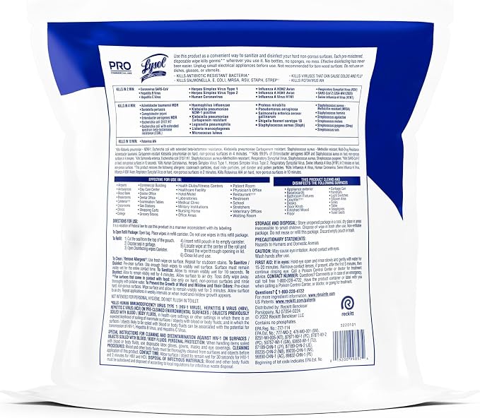 Reckitt Benckiser Professional Disinfecting Wipes Bucket Refill