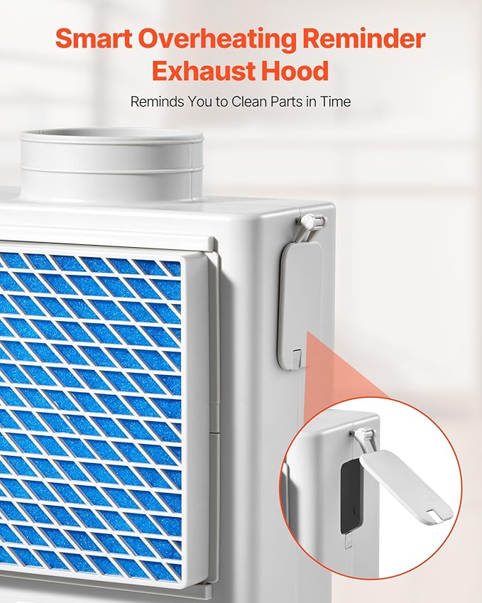 VEVOR 3-in-1 Indoor Dryer Vent Kit,Premium ABS Material Fits 4 inch Exhaust Port, Smart Overheating Reminder Exhaust Hood & Easy-to-Detach Mesh Cap & Multi-layer Purification with 4 Replacement Pads