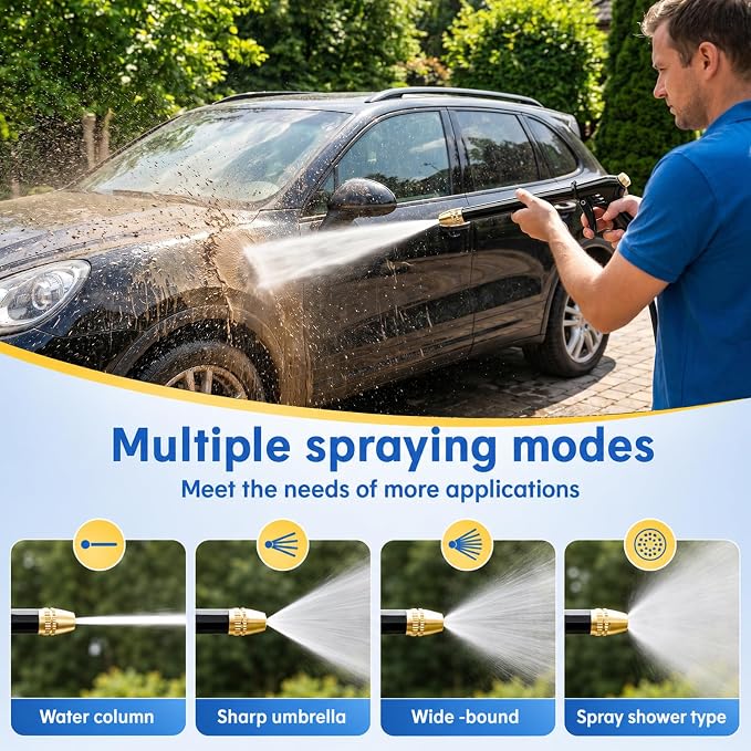 KLIFE Jet Nozzle Power Washer for Garden Hose, Upgrade Pressure Washer Wand, Adjustable High Pressure Water Nozzle for Car Washing Patio Garden Outdoor Cleaning
