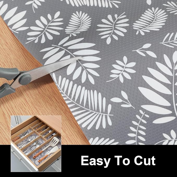 Cooyes Shelf and Drawer Liners for Kitchen Cabinets, Non Adhesive Cabinet Liner, EVA Waterproof Durable Non-Slip Drawer Mats for Shelves, Refrigerator, Storage, Desks（11.8" W x 118" L）