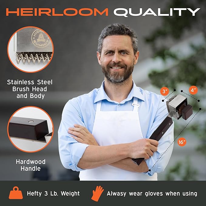 Steam Grill Brush Bristle-Free – Stainless Steel, No-Wire BBQ Grill Brush - Steams Ice as it Cleans Grates – 3 Lb., Heavy-Duty Cleaning Machine by Hickory Summit