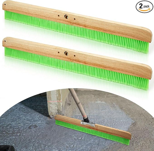 2 Pcs 36 Inches Green Concrete Broom Finishing Soft Without Handle Soft Flow Through Brush with Mounting Threads for Concrete Finishes, Hard Floors, Yards
