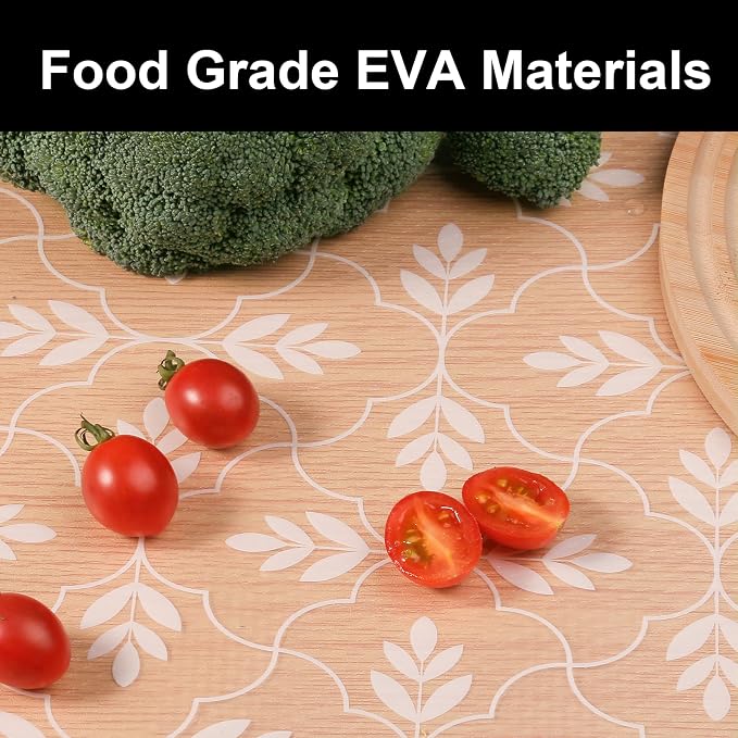 Cooyes Shelf Liners for Kitchen Cabinets Waterproof & Oil-Proof Kitchen Cupboard Mats Non-Slip Drawer Mats EVA Material Non Adhesive Fridge Liner for Shelves（17.5" W x 78.7" L）