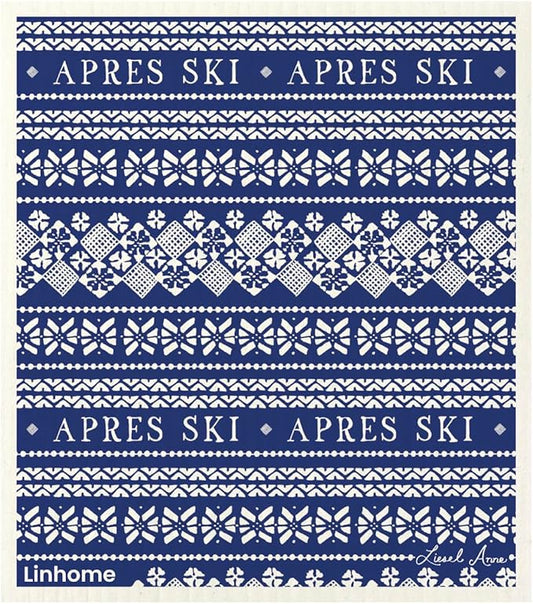 Christmas Holiday Ski Collection Swedish Dishcloth, Reusable Paper Towel, Super Absorbent Cellulose Sponge, Washable Kitchen Cleaning Cloth (Ski Sweater - 1 Pack)