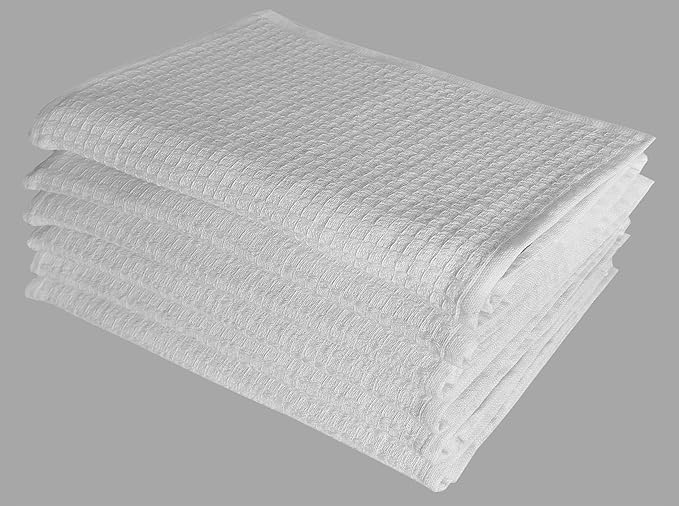 DishCloths Kitchen|Waffle Terry Weave Hand Towels|Cotton 12"x12" Reusable Dish Rags Washing Scrub Cleaning Dishes|Dish Bar Mop Towels Hand Wipes| washcloth |6 Pc Set-White