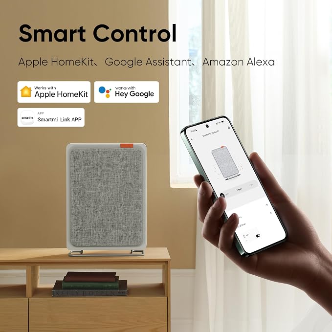 Smartmi Air Purifier E1 for Bedroom Home Dorm, Wall Mounted Air Purifiers, Decorative Air Cleaner for Pet Hair, Dander, Smoke, Pollen, Works with HomeKit Alexa Google Assistant, 150m³/h CADR