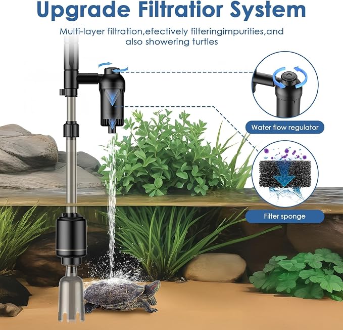 bedee Electric Aquarium Vacuum Gravel Cleaner, 6 in 1 Automatic Fish Tank Cleaning Tool Set Vacuum Water Changer Sand Washer Filter Siphon Adjustable Length, 18W