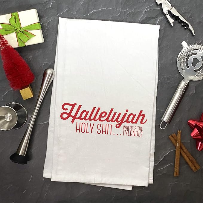 Hallelujah Holy Sh*t Funny Holiday Movie Christmas Kitchen Towel