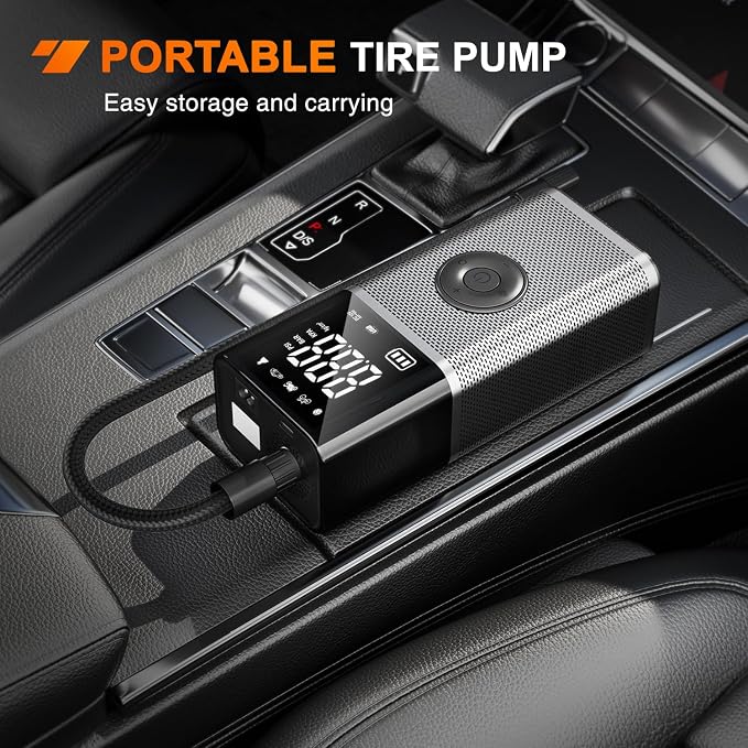 Nilight Tire Inflator Portable Air Compressor Rechargeable 12VDC 150PSI Cordless Battery Cigarette Powered 2X Faster Inflation Pump w/Digital Pressure Gauge for Car Motorcycle Bike