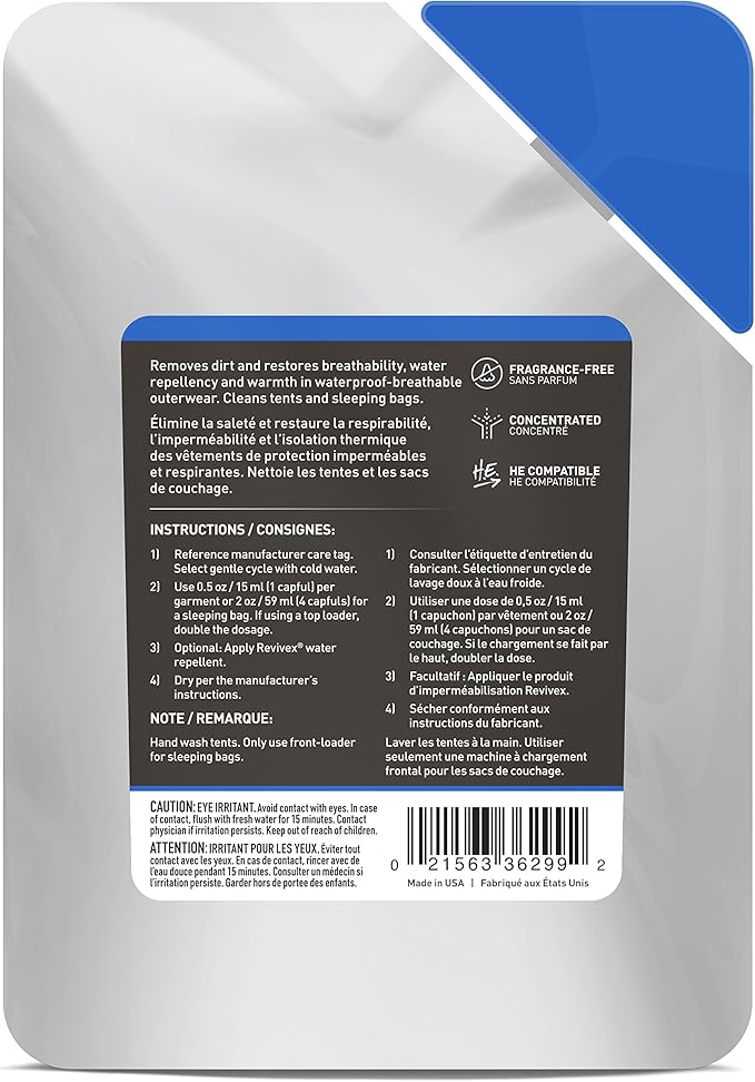 GEAR AID Revivex Pro Cleaner Wash for Synthetic Technical Fabrics, GORE-TEX Jackets, Tents, Sleeping Bags, Ski Pants, Gloves, and Outdoor Waterproof-Breathable Gear, 10 fl oz