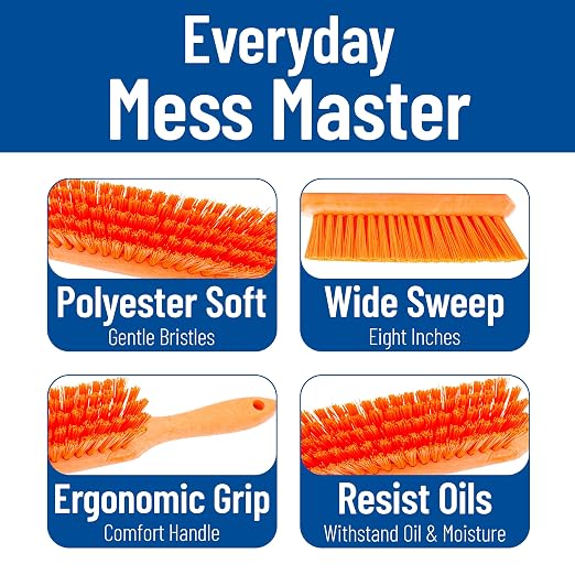 SPARTA 8 Inch Soft Counter Brush with Polyester Bristles and 5 Inch Handle, Color Coded Handheld Broom for Tables Countertops and Foodservice Surfaces, 13 Inch Overall Length, Orange