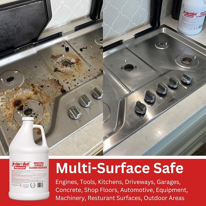 Industrial-Grade Degreaser - 1-Gallon (Ready-to-Use Formula) for Equipment, Parts, Concrete, Driveways, Shop Floors, and Automotive