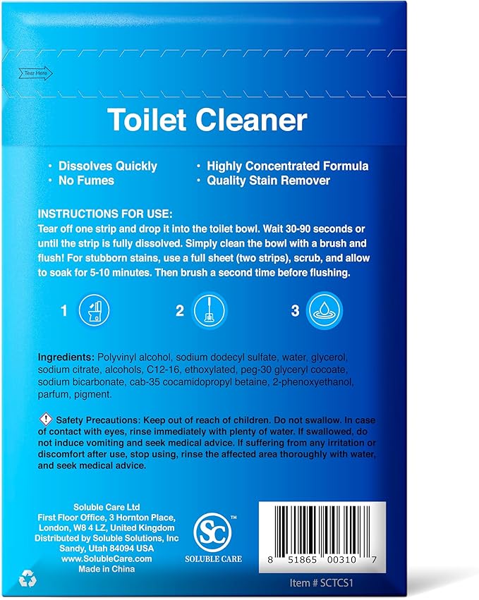 80 Dissolvable Toilet Bowl Cleaner Sheets (Easy Clean, Quick-Dissolving, Septic-Safe Cleaning) + Sample Pack (Laundry, Foaming Hand Soap, Toilet & Floor Cleaner Dissolvable Sheets)