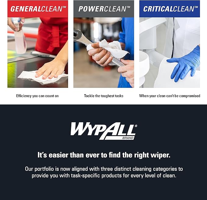 WypAll PowerClean ProScrub Heavy Duty Wet Towels (91371), Dual Action Cleaning, Large 9.5" x 12" Wipes, Bucket Included (6 Containers of 75 Sheets, 450 Sheet Total)