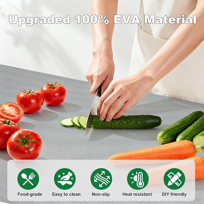 Upgrade 100% EVA Shelf Liner for Kitchen Cabinet 12" x 354.3" Refrigerator Liners Drawer Liners Non Adhesive Non Slip Mats Waterproof Plastic Paper, Dresser Pantry Bathroom Protector, Silver Gray