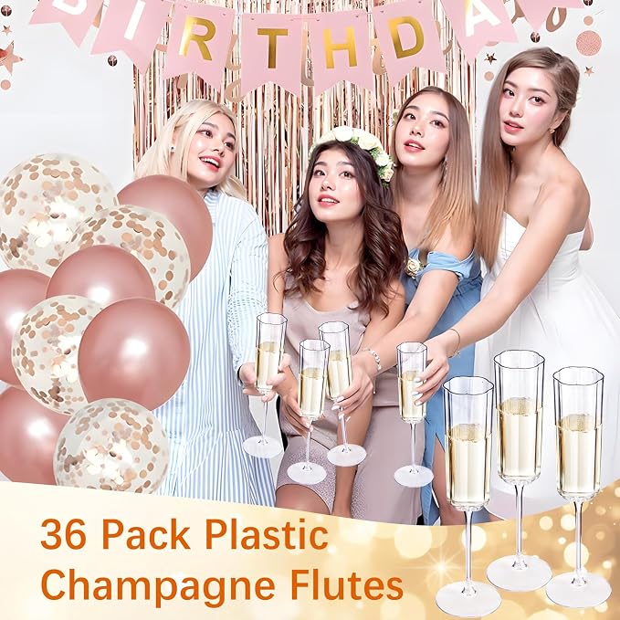 YOUBET 700PCS Gold Plastic Dinnerware Set - 36 Pack Clear Champagne Flutes Plastic - 200 Disposable Plates, 300 Heavy Duty Silverware, 100 Cups,100 Napkins for Wedding Party Graduation