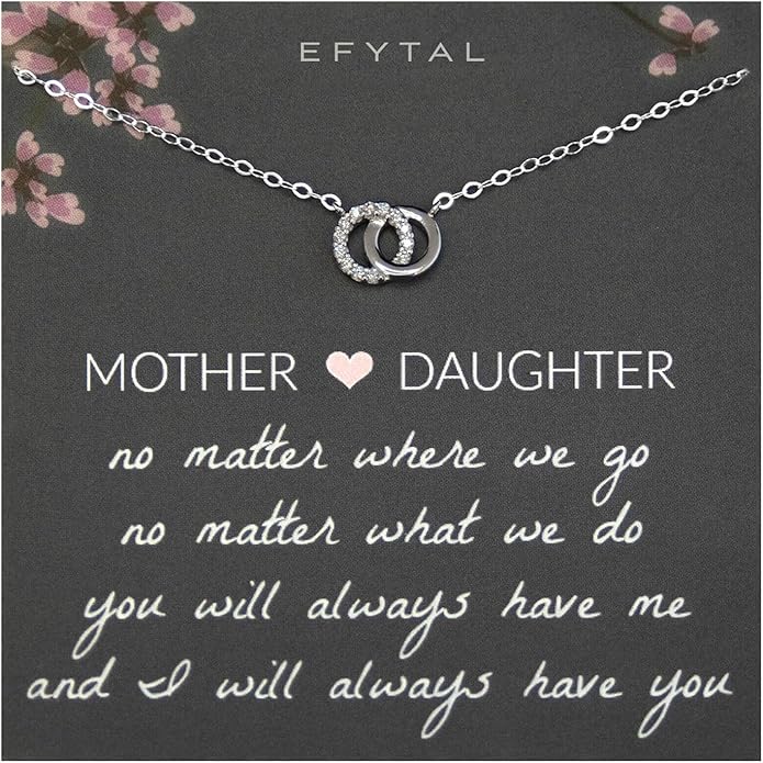 EFYTAL Mother Daughter Necklace, 925 Sterling Silver Mom Daughter Gifts, Mom Necklace for Women, Mother of the Bride Gifts