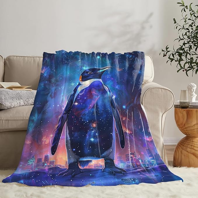 Tijuboni Penguin Throw Blanket Penguin Gifts for Girls Boys Women Men Kids Adults Soft Flannel Fleece Blanket for Couch Sofa Bed Home Decor 40"x50"