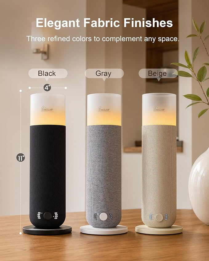 Hotel Collection Diffuser Machine,Fabric-Wrapped Design,Candlelight Atmosphere Lamp,1000 Sq Ft,Waterless Essential Oil Diffuser,Scent Air Machine for Home,Includes 2 x 60ml (2 oz) Oils - Black