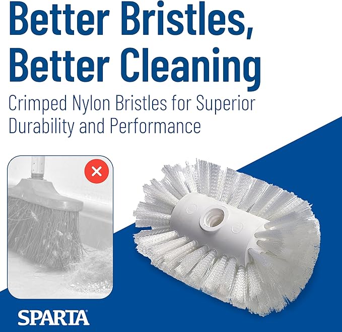 SPARTA Spectrum 7.5" Tank and Kettle Brush Head with Flared Nylon Bristles, 5.5" Diameter, 3/4-5 ACME Compatible, Commercial Cleaning Head Only, 7.5 Inches, White