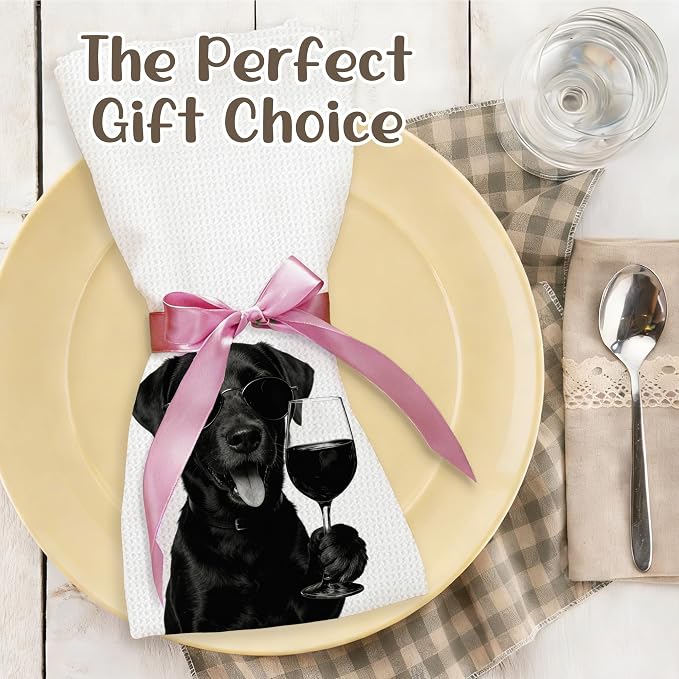 Funny Labrador Kitchen Towels Set of 2, Dog Kitchen Bar Accessories, Dog Chef Gifts for Women Decorative Hand Towels for Kitchen Decor, Labrador Lovers Dish Tea Towel, 16x24 Inch