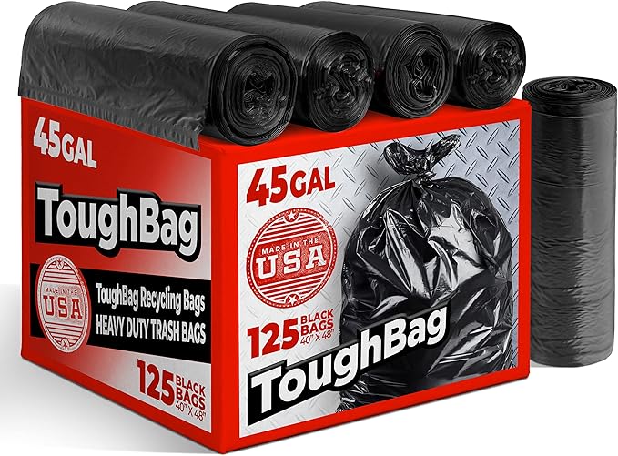 Toughbag 40-45 Gallon Trash Bags Heavy Duty (100 Count) - 39, 40, 42, 44 Gallon Trash Bags for Contractors, Commercial, Home, Kitchen - Made in USA