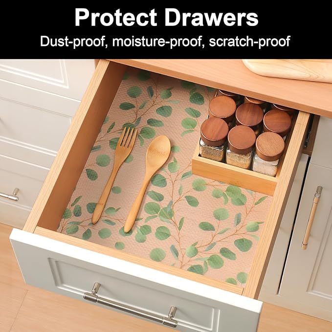 Cooyes Shelf Liners for Kitchen Cabinets Refrigerator Liners Waterproof & Oil-Proof Kitchen Cupboard Liner Drawer Mats EVA Material Non Adhesive Fridge Liner for Shelves（23.6" W x 360" L）