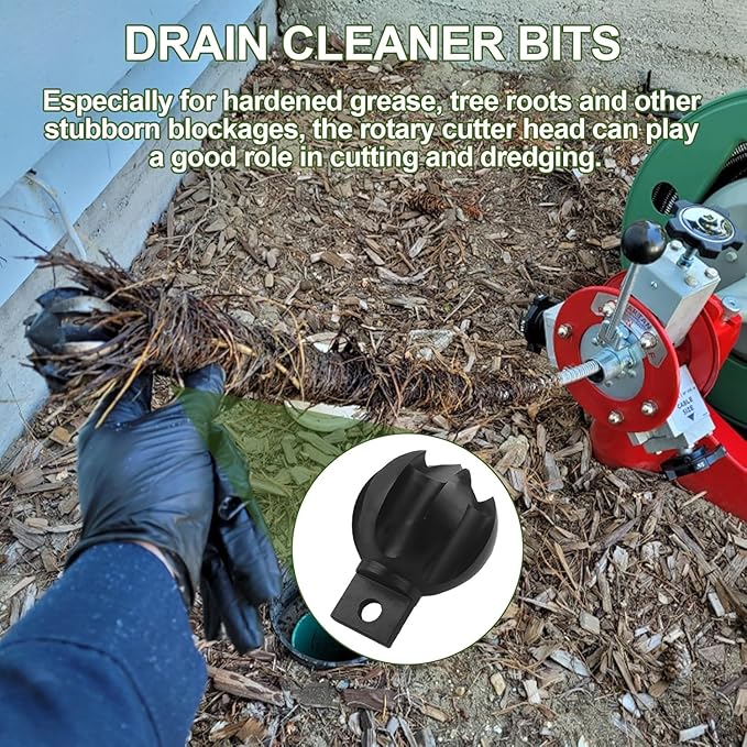 6-Blade Drain Snake Cutter Head (Fits 5/16"-3/4" Cables) – Heavy Duty CNC Steel Root/Grease/Hair Remover with Rustproof Coating, Hex Key & Screws Included