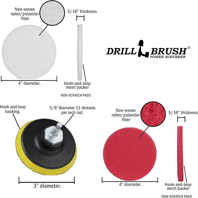 Nylon Drill Brush Attachments for Cleaning Car Accessories, Carpet, Truck Interior, Fabric, Wheel, Rim, Glass, Bath, Tub, Shower, Tile, Grout, Boat Hull, Seats - Drill Brush for Car Detailing Supplies