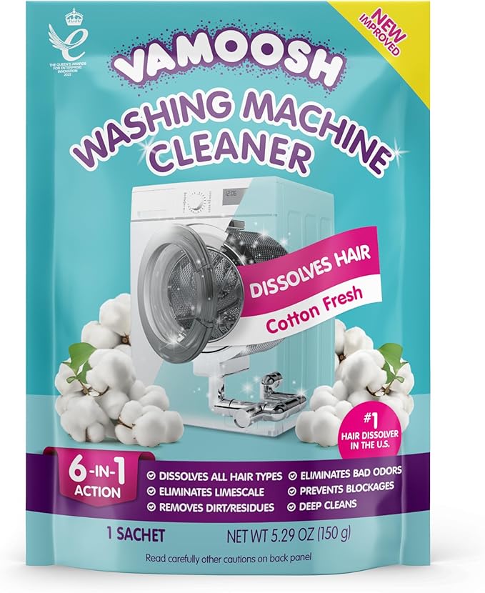 Vamoosh Washing Machine Cleaner with Hair Dissolving Formula | Prevents Blockage | Cotton Fresh Scent | Removes Limescale | Deep Clean | Eliminates Odor | Descales | 130g (Pack of 1)