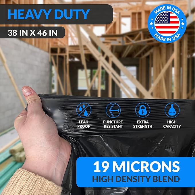 Reli. 40 to 45 Gallon Trash Bags Heavy Duty | 150 Trash Bags with Ties | Super Sizeable, Black, Serious Garbage Cleanup