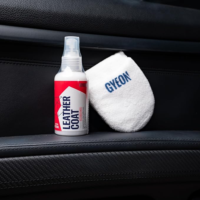 Gyeon LeatherSet Natural automotive leather cleaning coating kit pre‑cleaner plus leather sealant protection Liquid for car seats interiors hydrophobic ceramic sheen prep & maintain, Interior Use